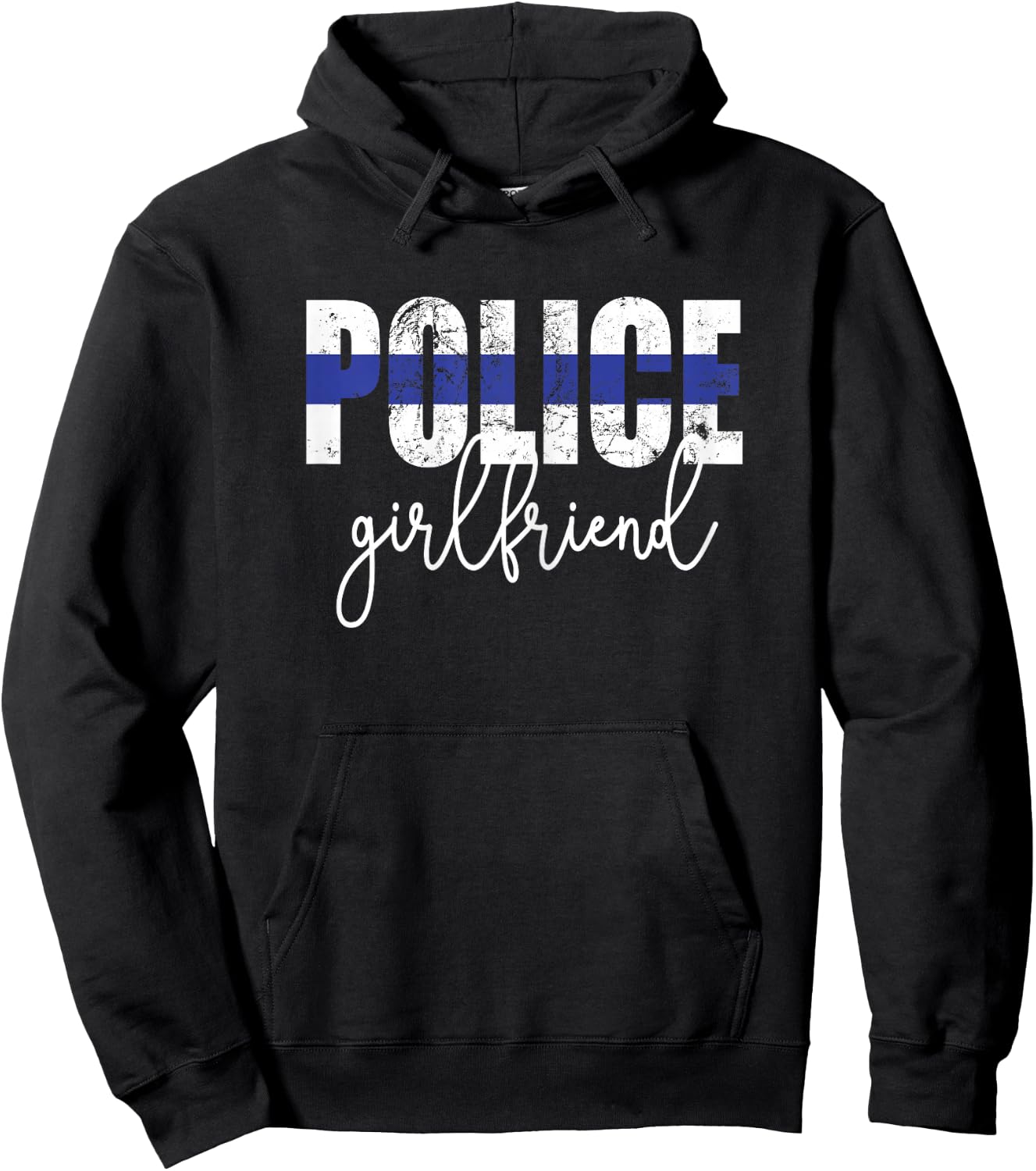 Police Girlfriend Blue Line Proud Police Officer Girlfriend Hoodie - Hoodie | Black