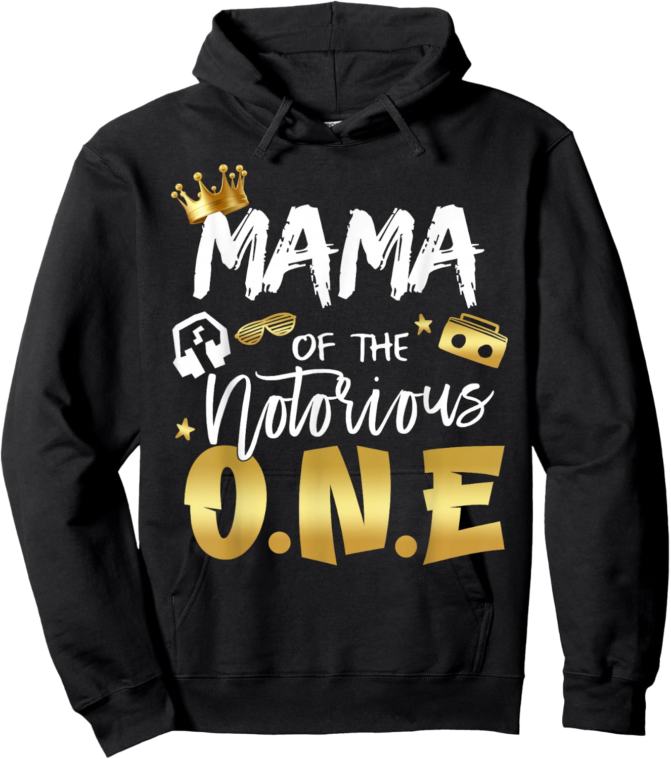Mama of The Notorious One Old School Hip Hop 1st Birthday Hoodie - Hoodie | Black
