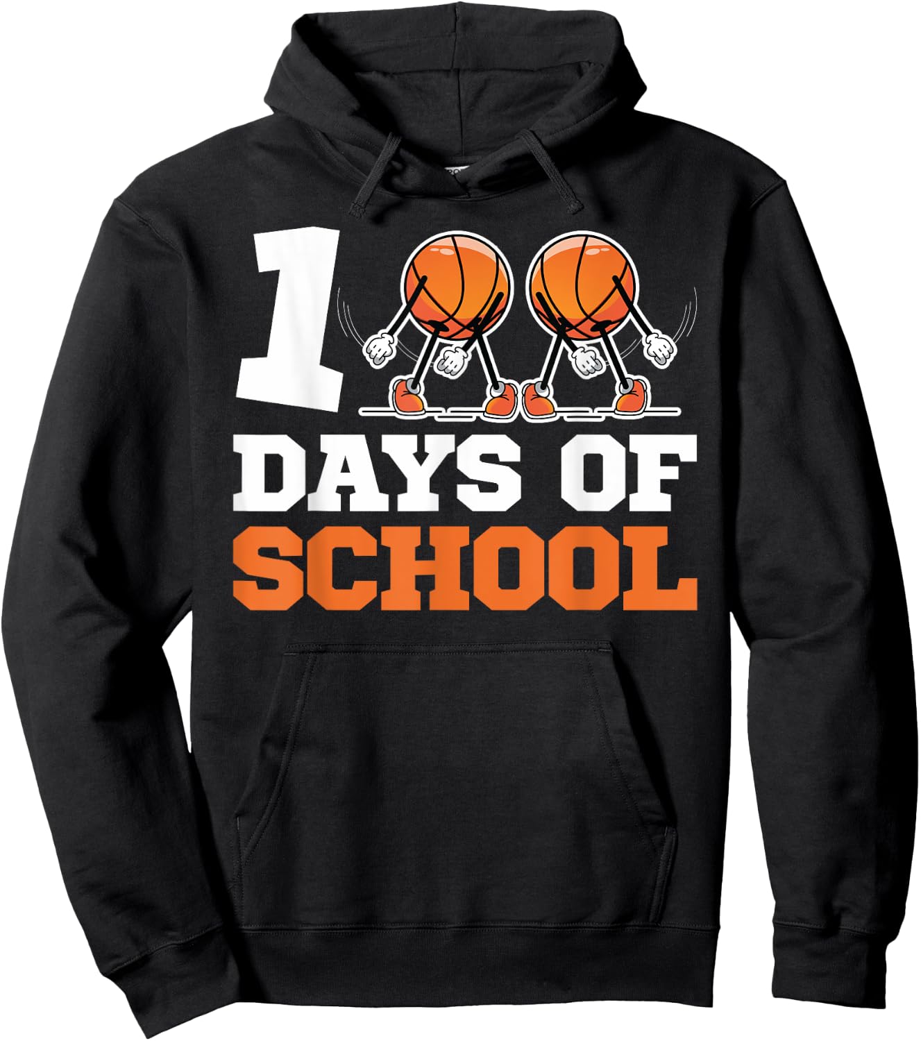 100th Day of School Basketball Kids 100 Days Of School Hoodie - Hoodie | Black