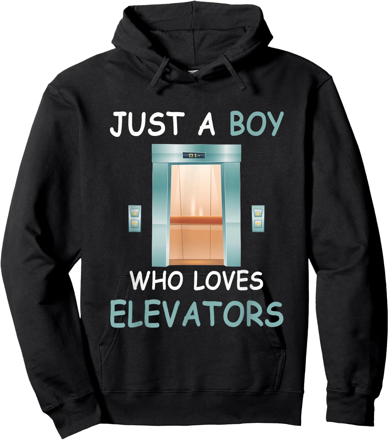 Elevator Just a Boy Who Loves Elevators Funny Quote Hoodie - Hoodie | Black