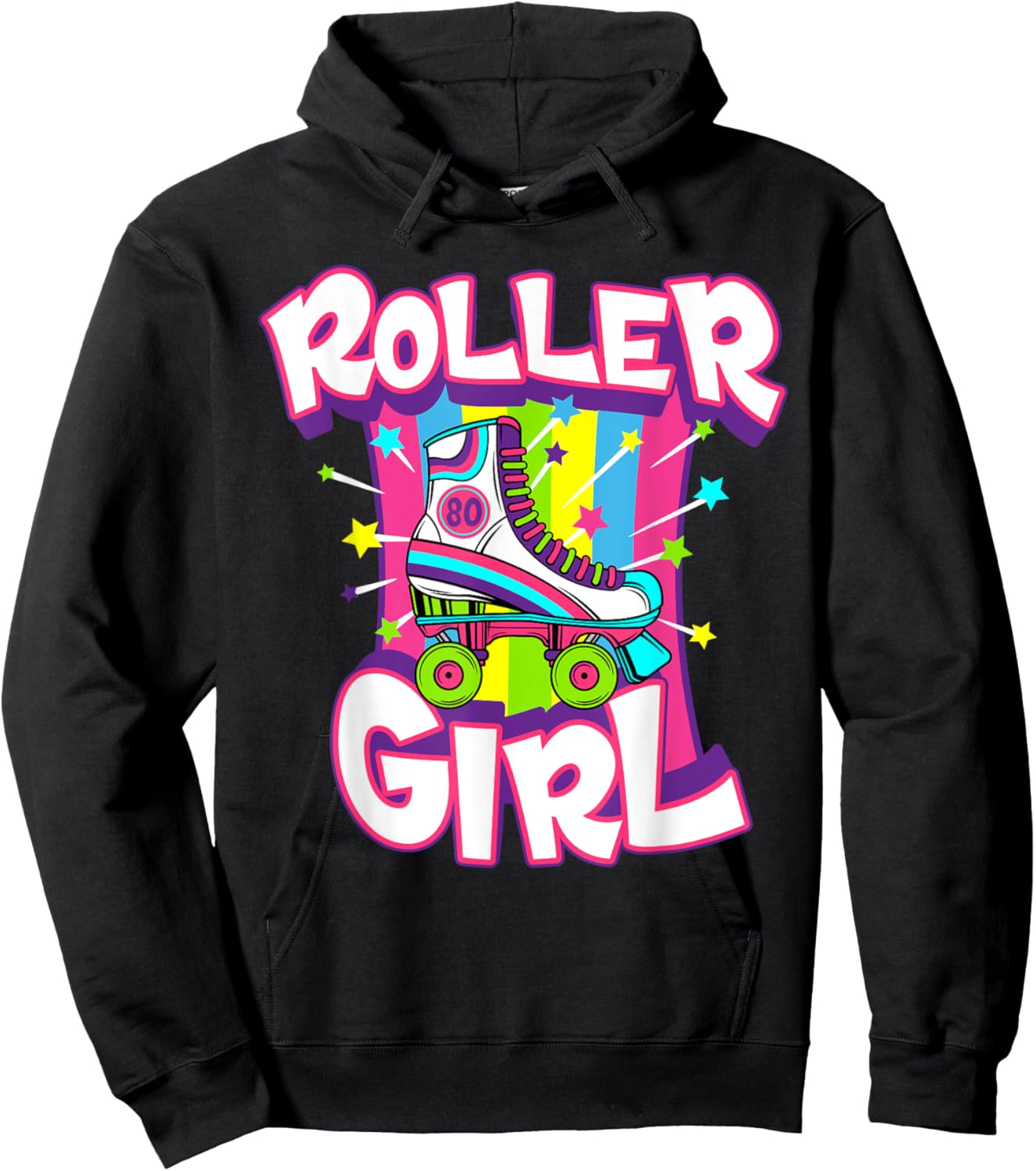 Roller Girl Funny 70s Vintage Roller Skate Seventies Costume Hoodie - Hoodie | Black
