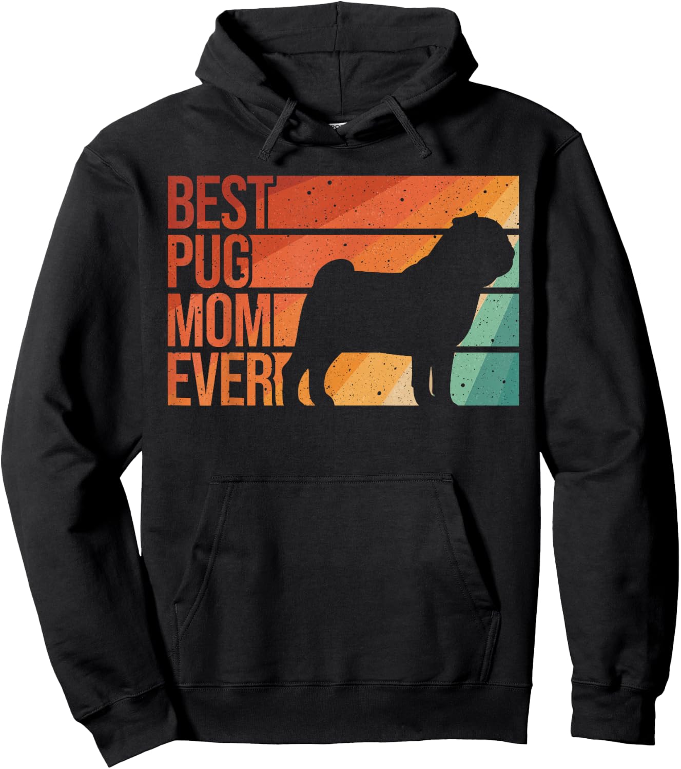 Cute Pug Art For Mom Women Breed Pet Dog Puppy Pug Lovers Hoodie - Hoodie | Black