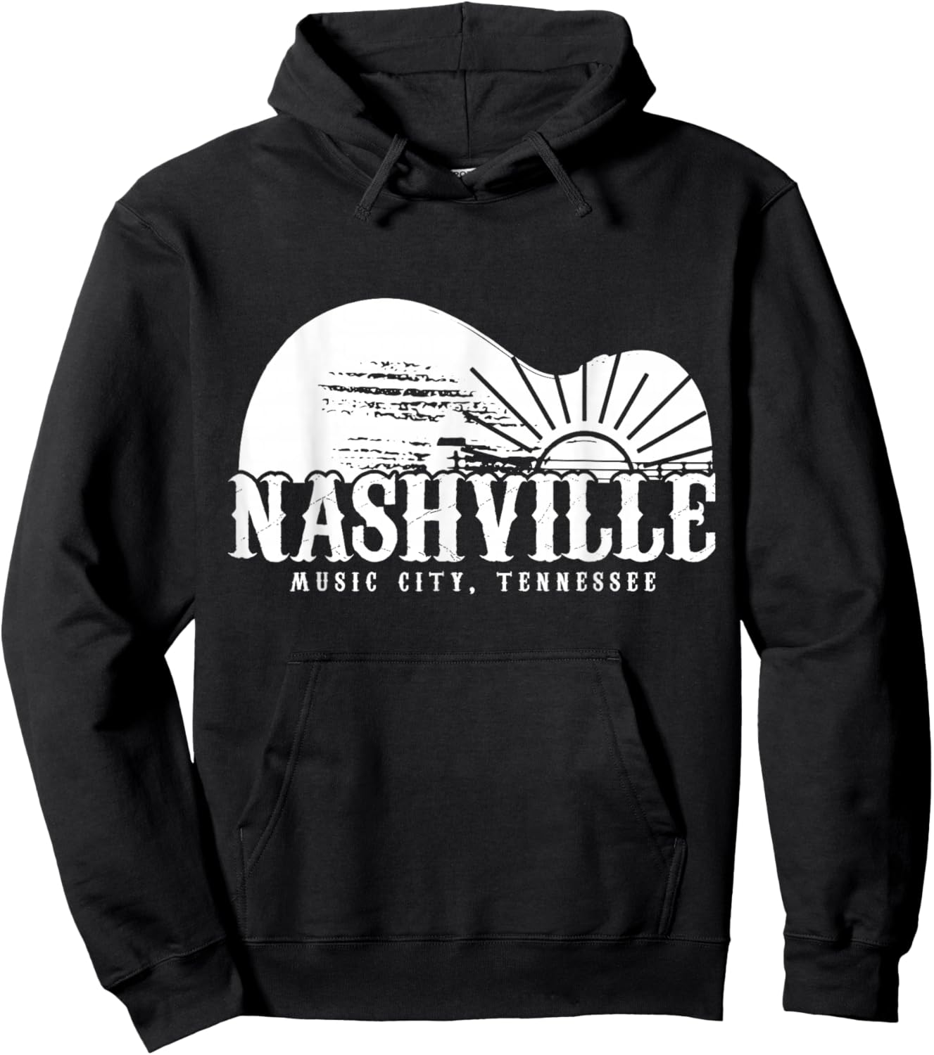 Nashville Tennessee Guitar Player Vintage Country Music City Hoodie - Hoodie | Black