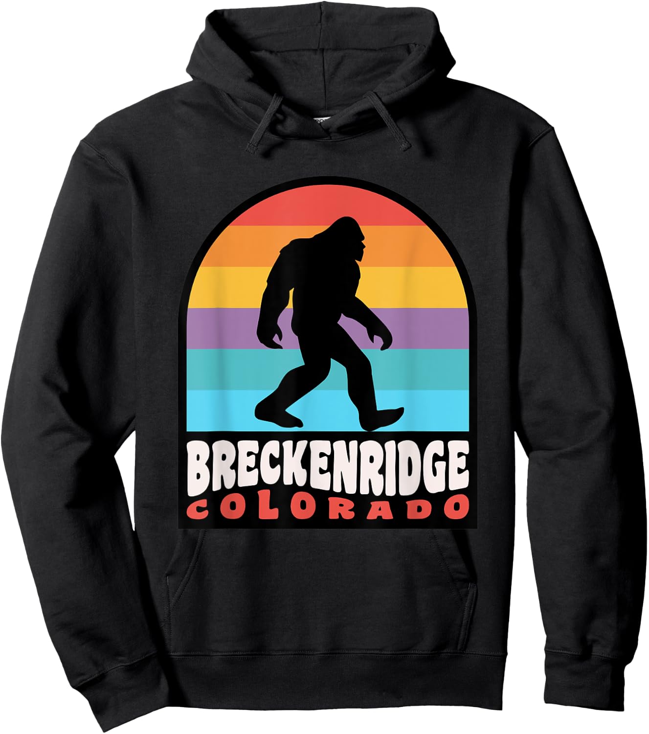 Breckenridge Colorado Bigfoot Sasquatch Retro Sunset Hoodie - Hoodie | Black