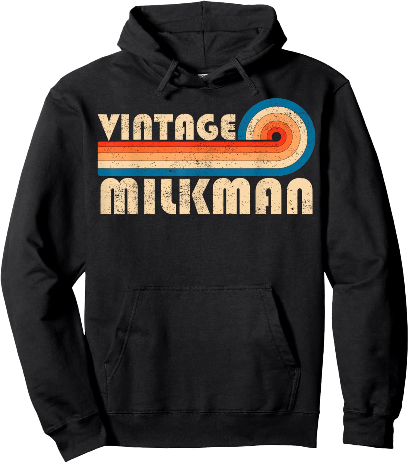 Vintage Milkman Retro 70s 80s Sunset Stripe Hoodie - Hoodie | Black