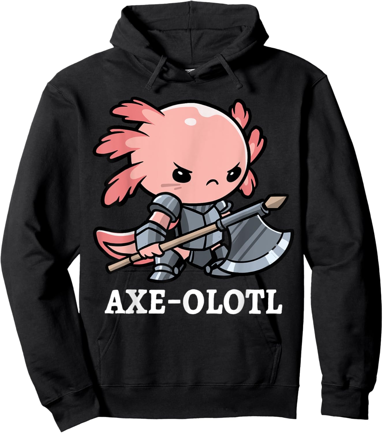Axe-olotl Warrior Axolotl Mexican Salamander Axe Fighter Hoodie - Hoodie | Black