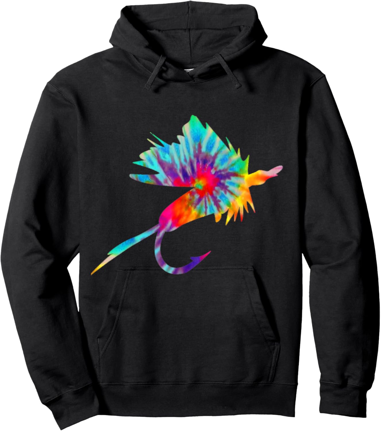 Fly Fishing Tie Dye Vintage Fly Tying Trout Fisherman Hoodie - Hoodie | Black