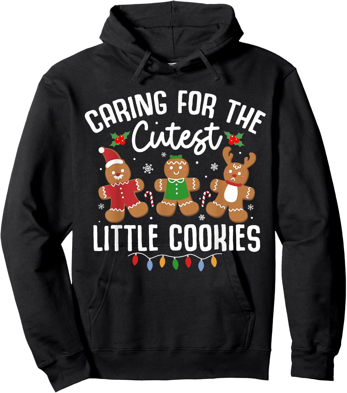 Caring For Cutest Little Cookies Pediatric Nurse Christmas Hoodie - Hoodie | Black