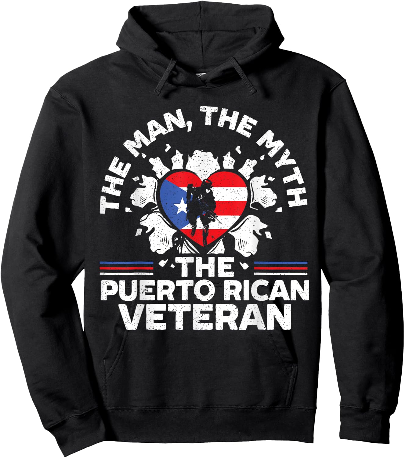 The Man The Myth The Puerto Rican Veteran Military Army Hoodie - Hoodie | Black