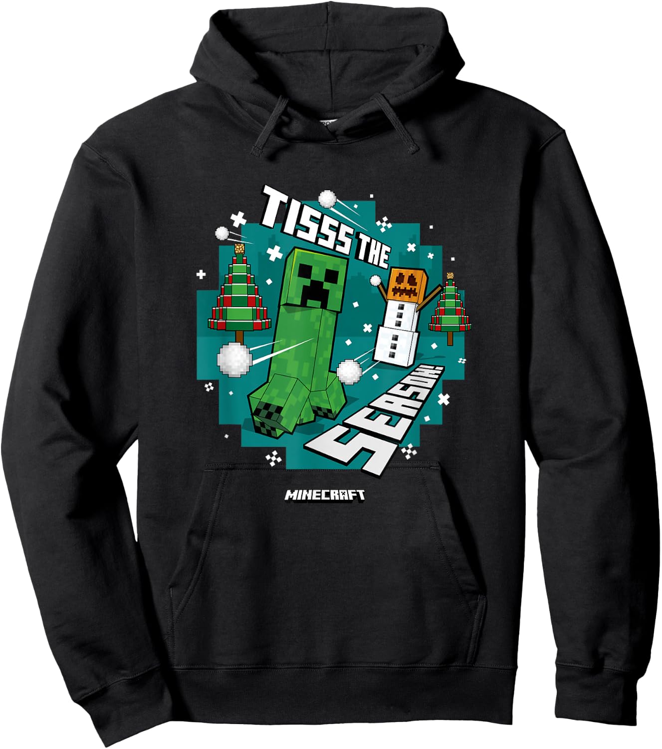 Minecraft Christmas Tisss The Season! Creeper Snowballs Hoodie - Hoodie | Black