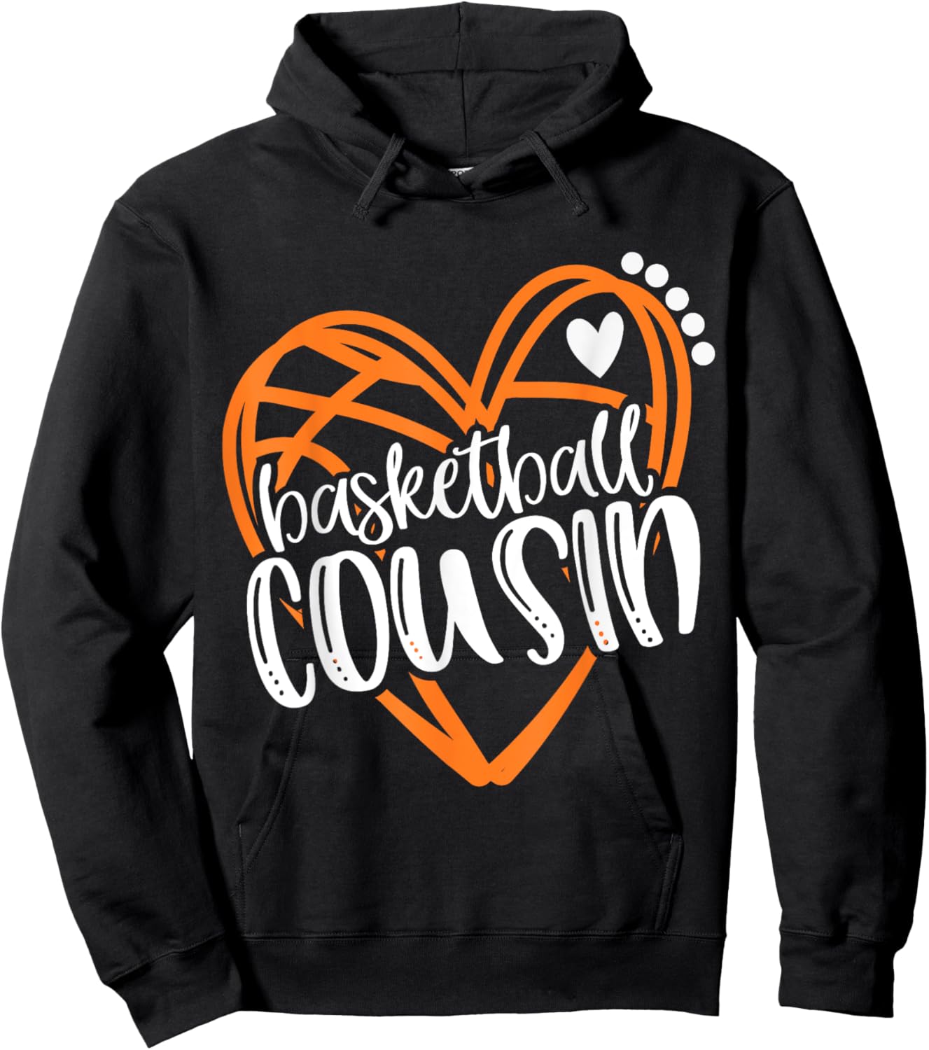 Girls Basketball COUSIN Heart Distressed Hoodie - Hoodie | Black