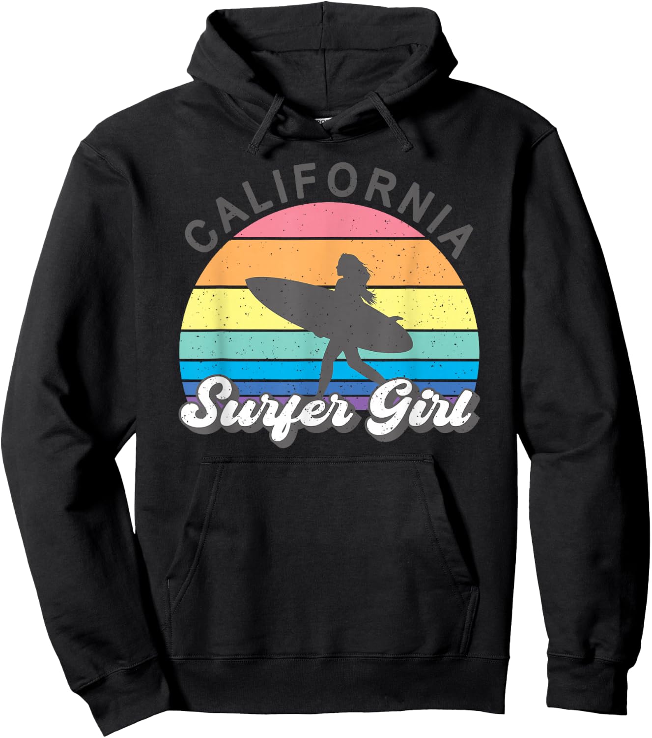 Surfer Girl California Surfing Surf Beach Women Cute Summer Hoodie - Hoodie | Black