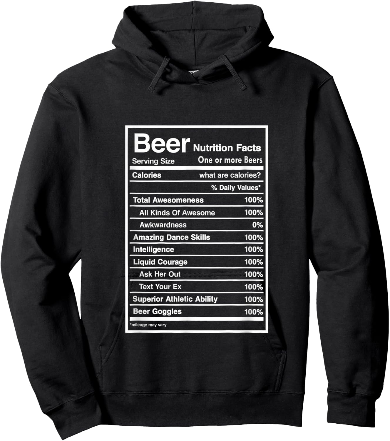 Beer Nutrition Fact Men Women Gift Funny Drinking Hoodie - Hoodie | Black