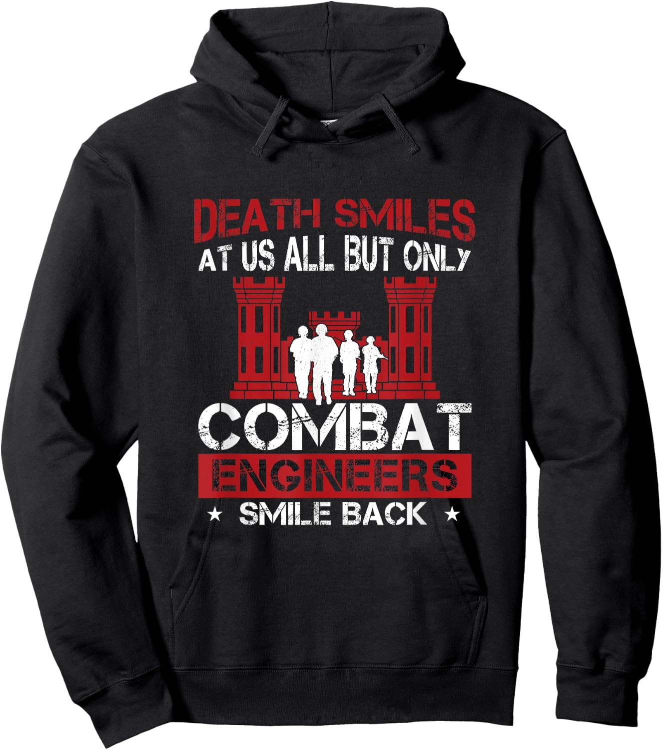 Death Smiles At Us All Funny Combat Engineer Military Sapper Hoodie - Hoodie | Black
