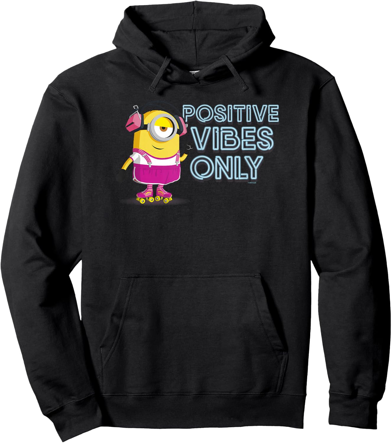 Minions Stuart Roller Skating Positive Vibes Only Hoodie - Hoodie | Black
