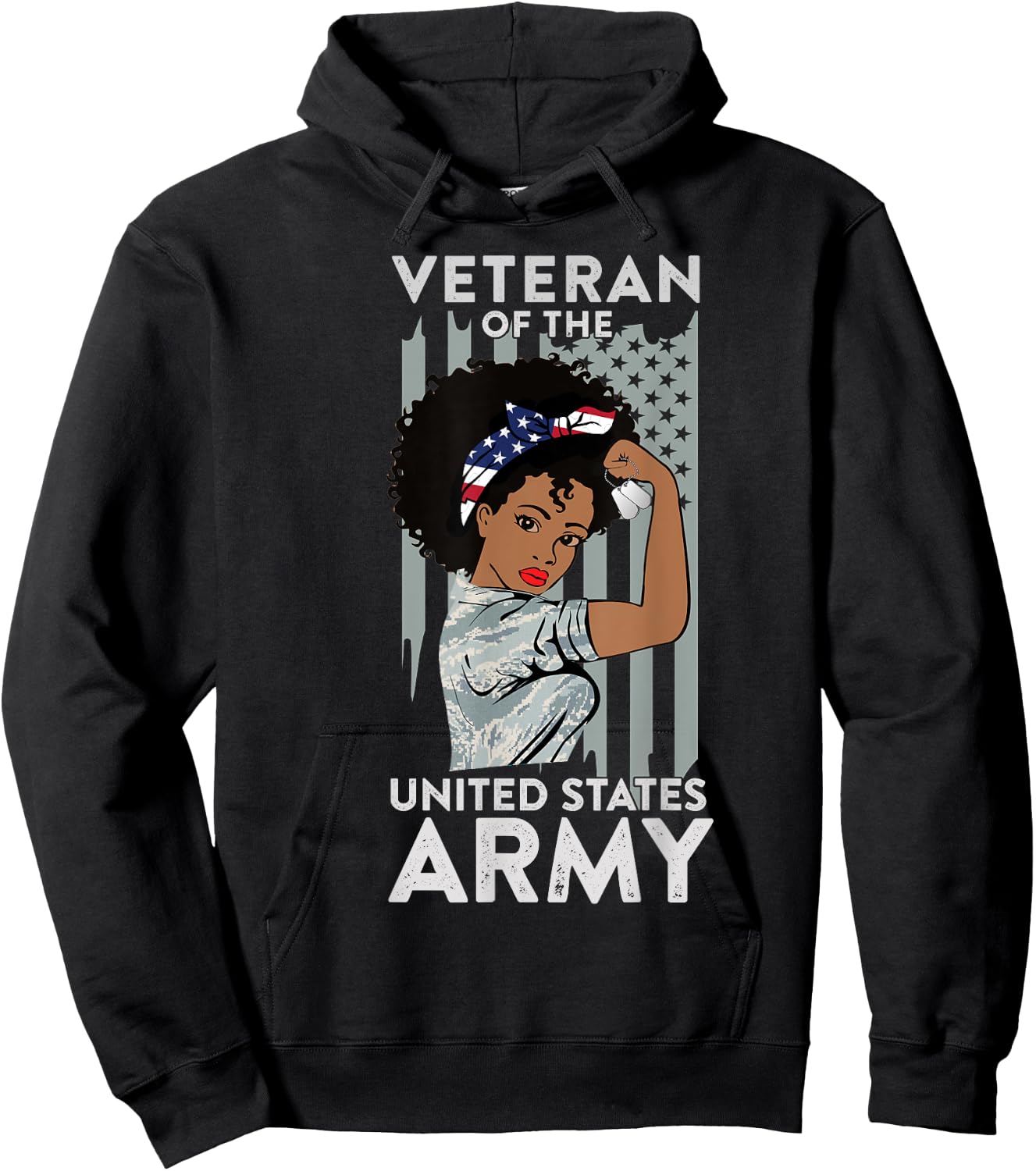 American Army Veteran Design, Military African American Vet Hoodie - Hoodie | Black