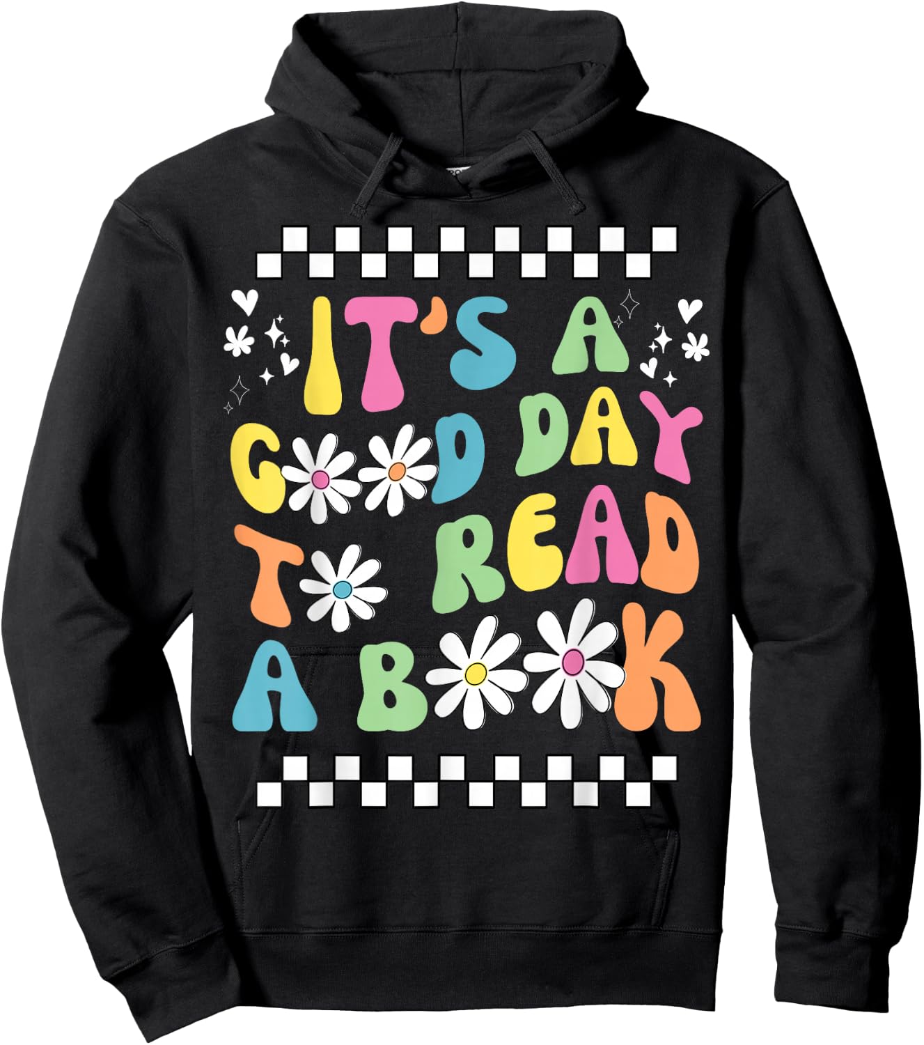 Library Reading Lovers It's Good Day To Read a Book Groovy Reading - Black - Small - -Adults - Short Sleeve - Cotton 65%, Polyester 35% Hoodie - Hoodie | Black