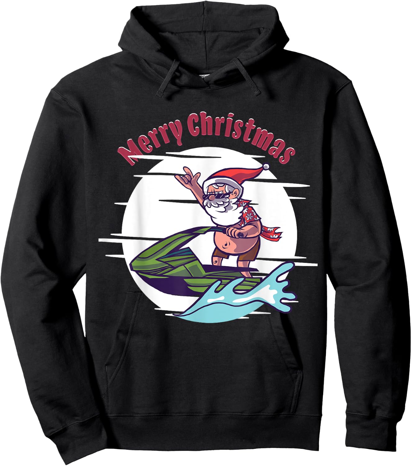 Merry Christmas Santa Jet Ski Watersports Hoodie - Hoodie | Black