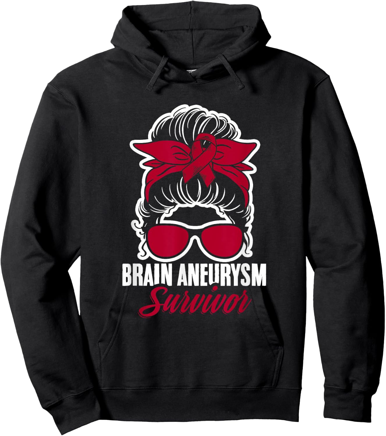 Aneurysm Survivor Messy Hair Aortic Brain Aneurysm Awareness Hoodie - Hoodie | Black