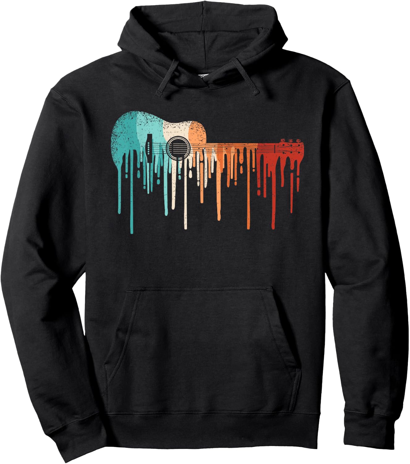 Retro Acoustic Guitar Musician Guitarist Vintage Music Men Hoodie - Hoodie | Black