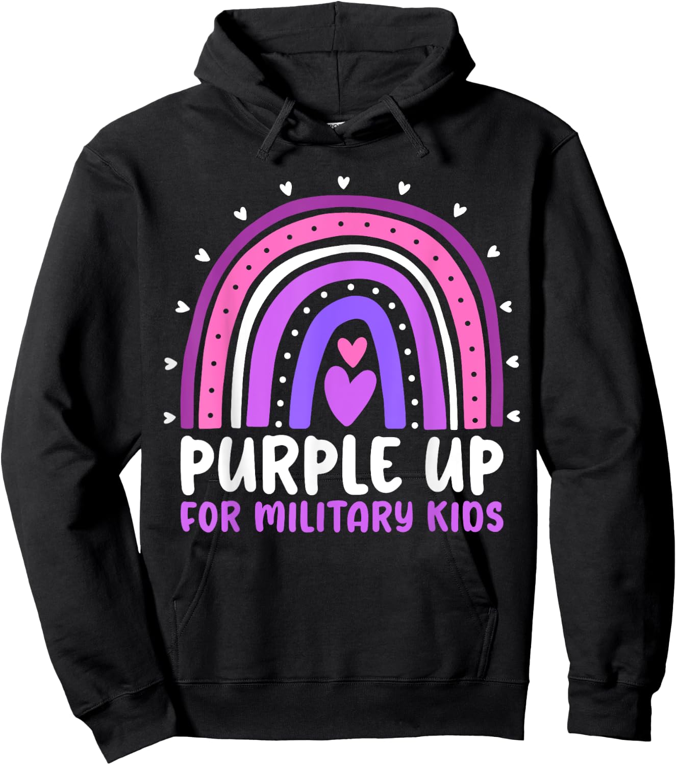 Purple Up for Military Kids Month Military Child Rainbow Hoodie - Hoodie | Black
