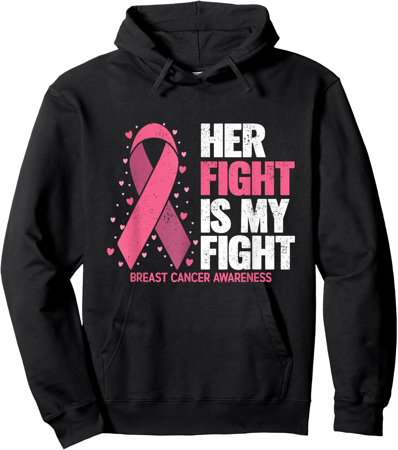 Breast Cancer Her Fight is my Fight Breast Cancer Awareness Hoodie - Hoodie | Black