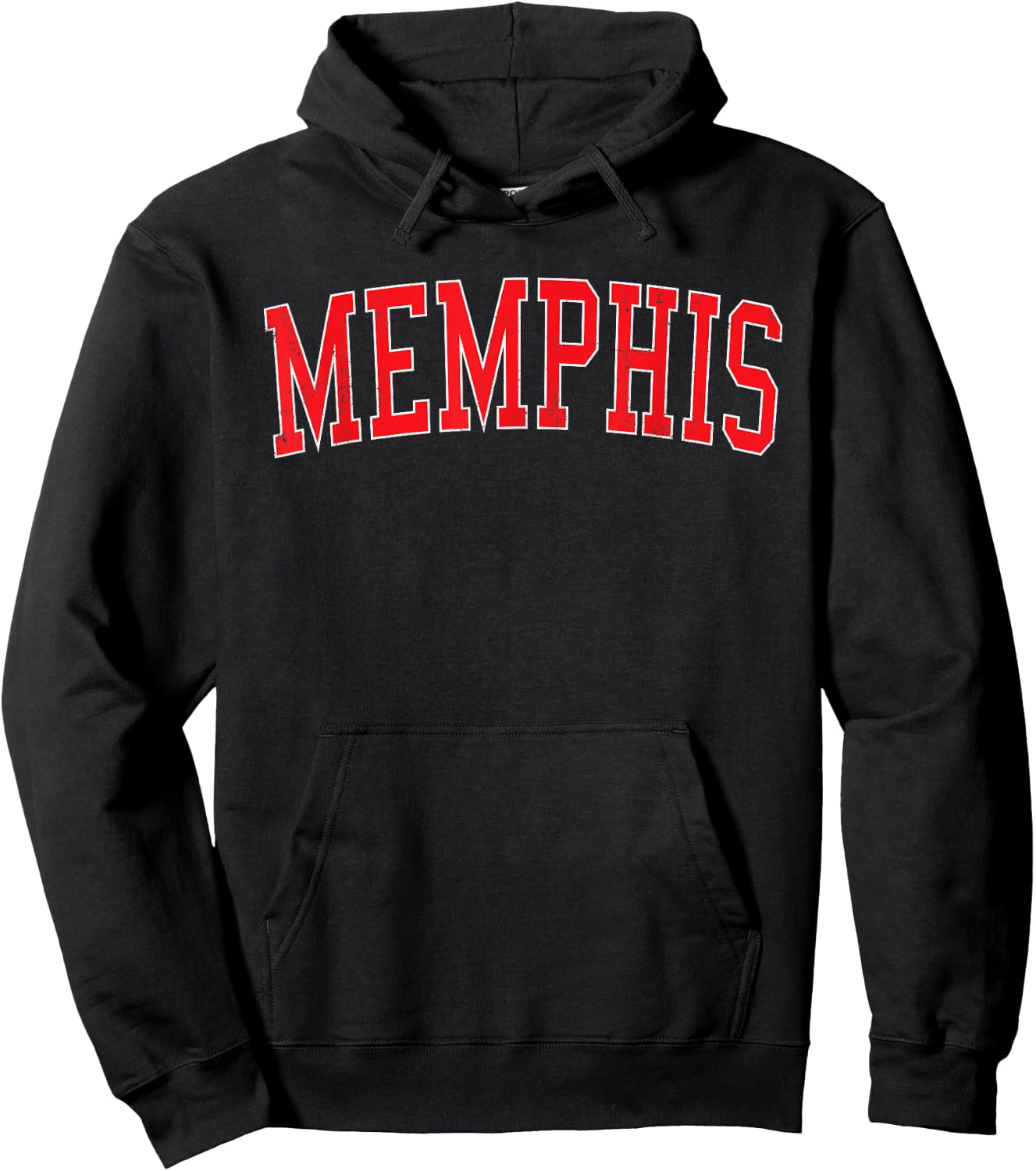 Vintage Memphis TN Varsity Style Red Text Hoodie - Hoodie | Black