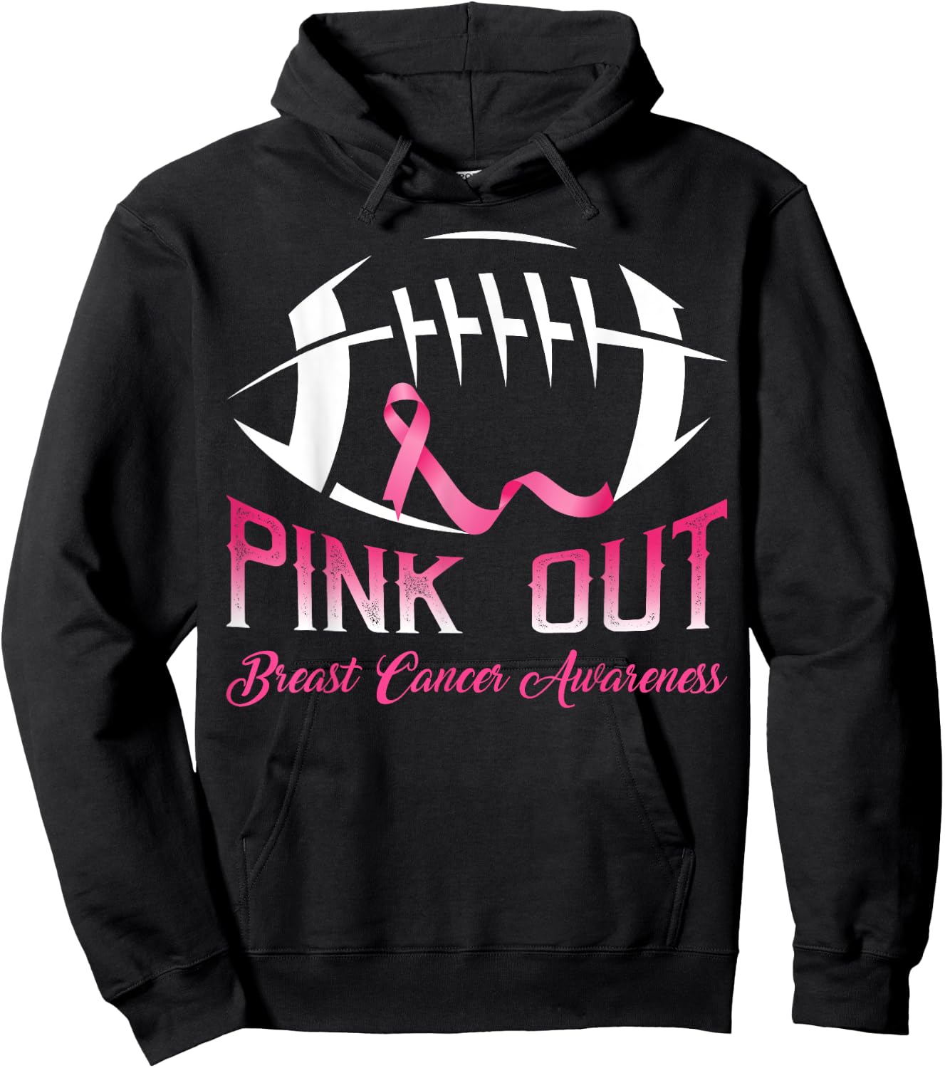 Pink Out Shirt Breast Cancer Football Women Kids Hoodie - Hoodie | Black