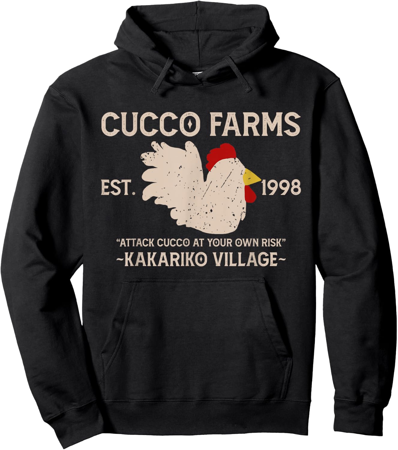 Cucco Farms Attack Cucco At Your Own Risk Hoodie - Hoodie | Black
