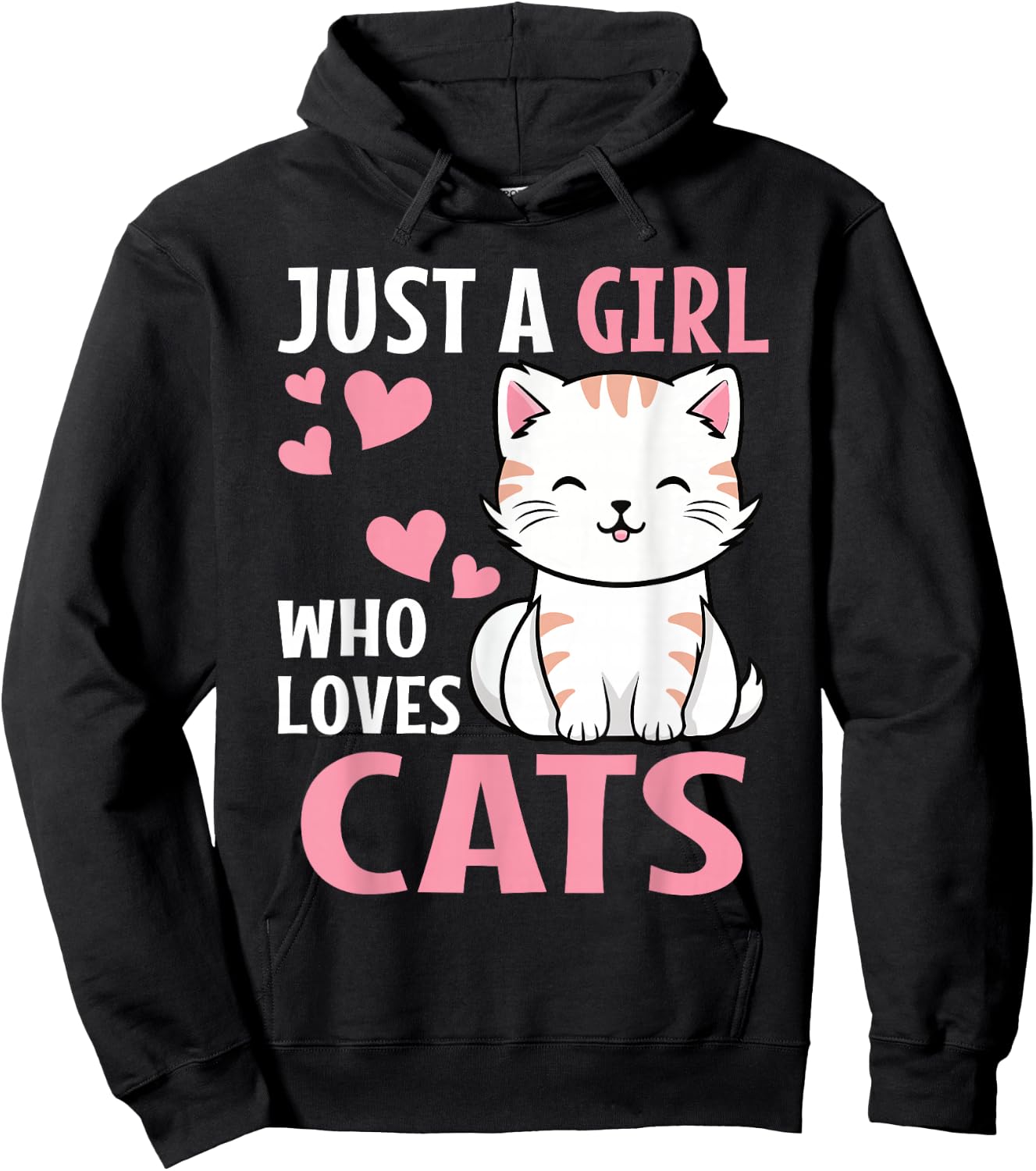 Just A Girl Who Loves Cats Cute Cat Lover Kitten Hoodie - Hoodie | Black