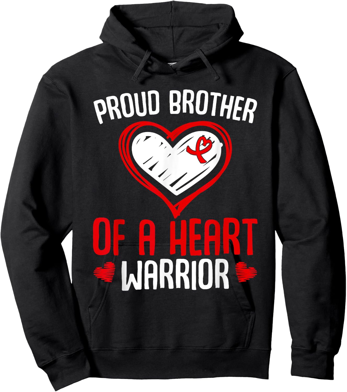 Heart disease Awareness Proud Brother of a Heart Warrior Hoodie - Hoodie | Black