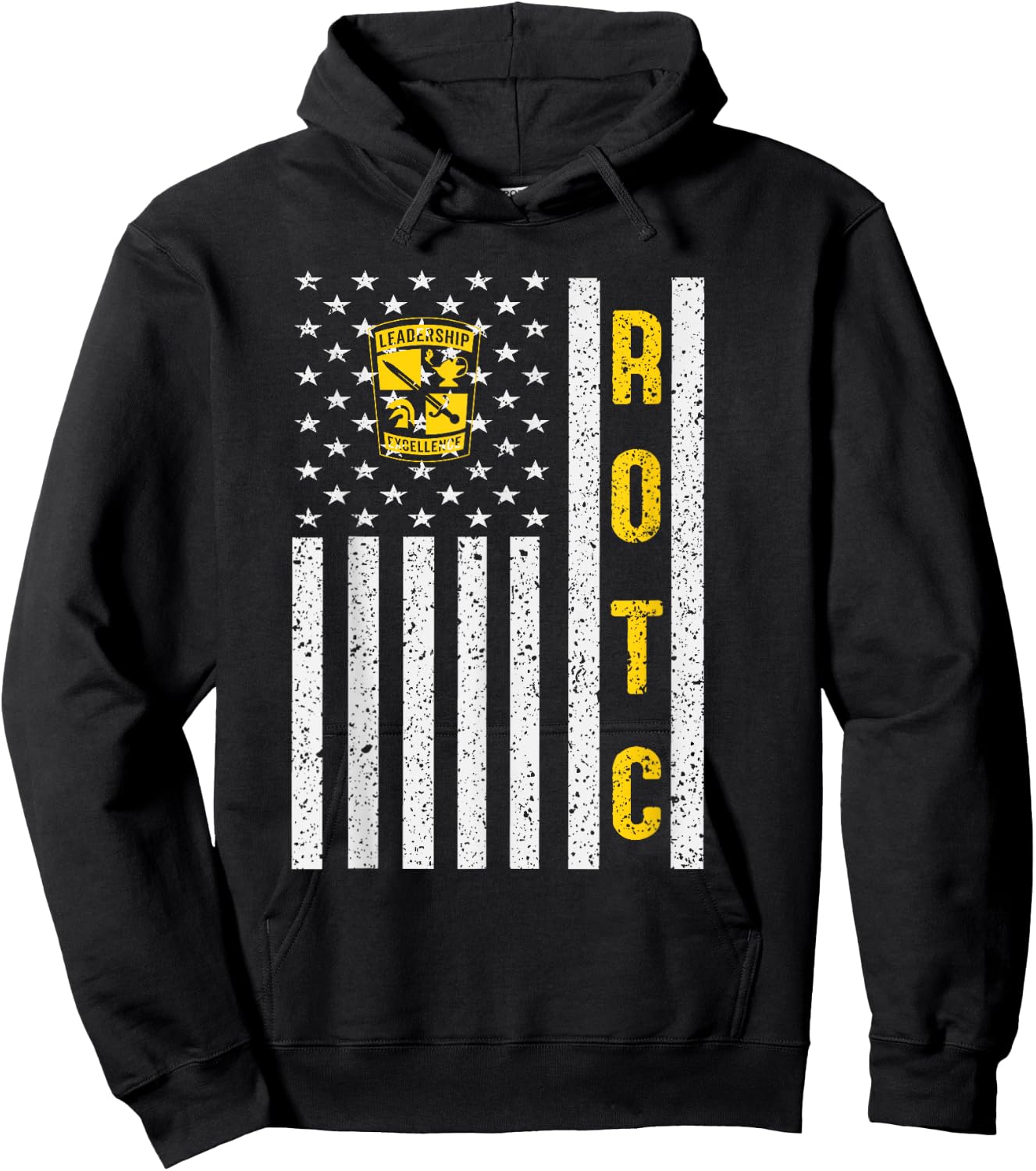 Funny Army ROTC American Flag ROTC Leadership Excellence Hoodie - Hoodie | Black
