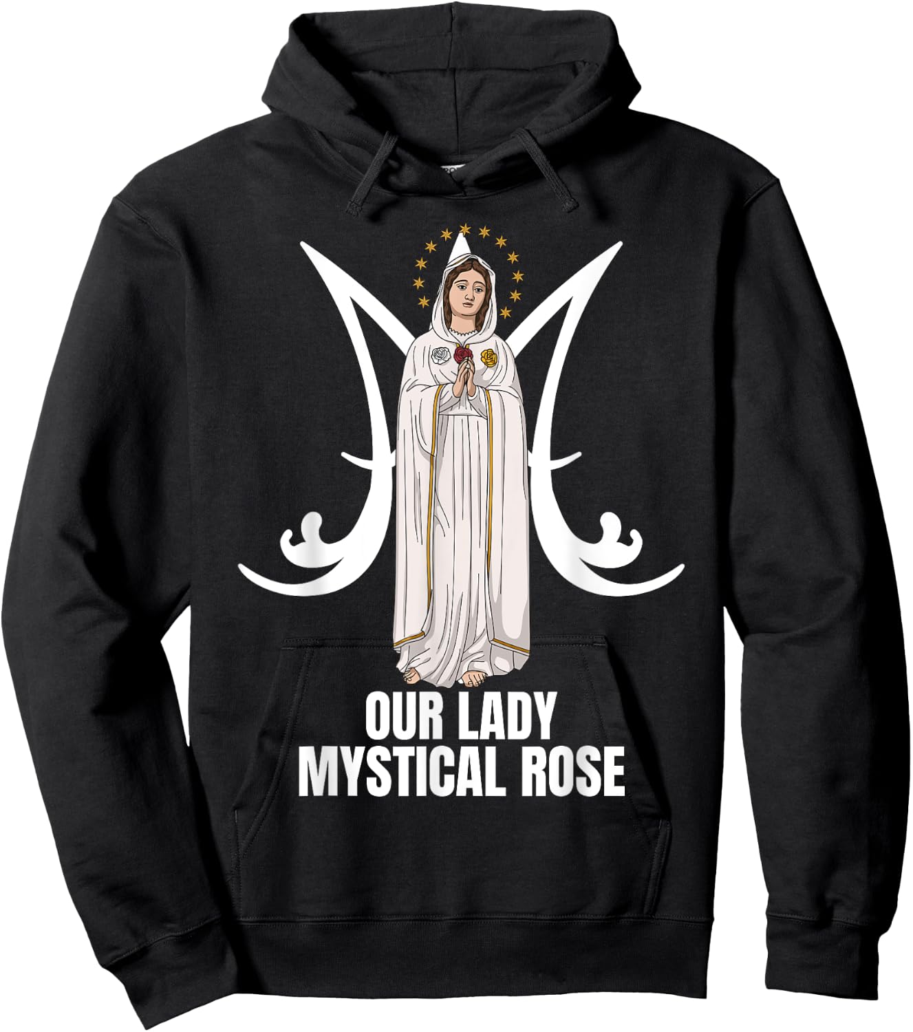 Our Lady Mystical Rose Marian Catholic Hoodie - Hoodie | Black