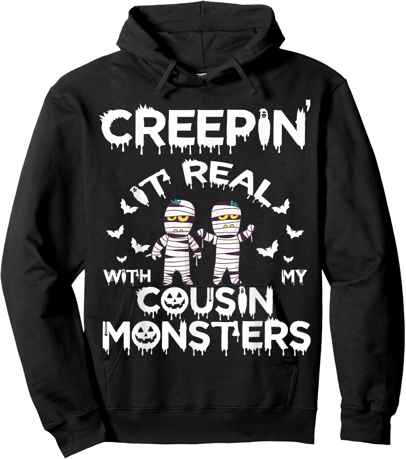 Creepin It Real Cousin Monster Funny Halloween Costume Hoodie - Hoodie | Black