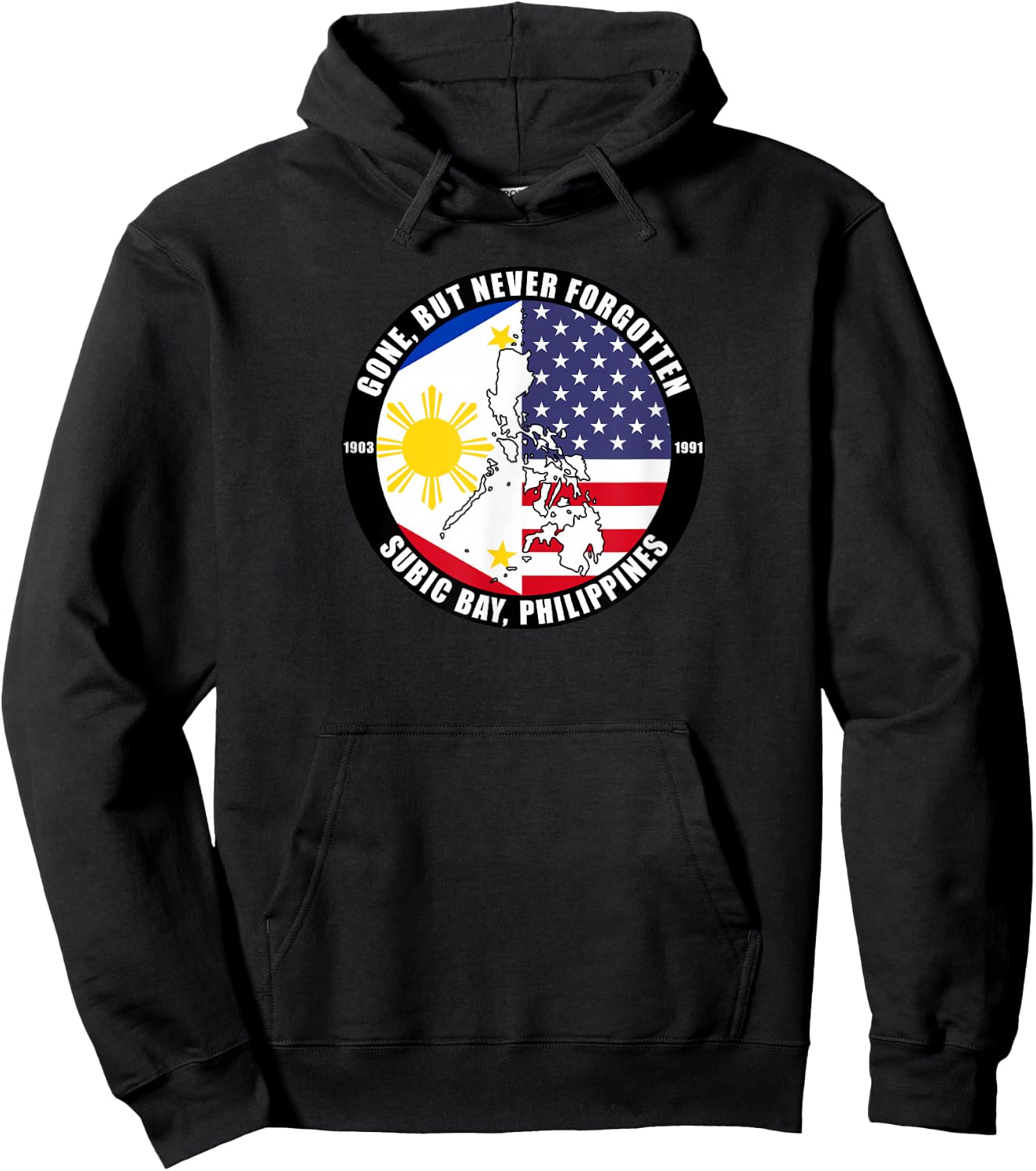 SoldierTees -Adults Subic Bay Philippines Veteran Black Small Classic Fit Short Sleeve Cotton, Polyester Hoodie - Hoodie | Black
