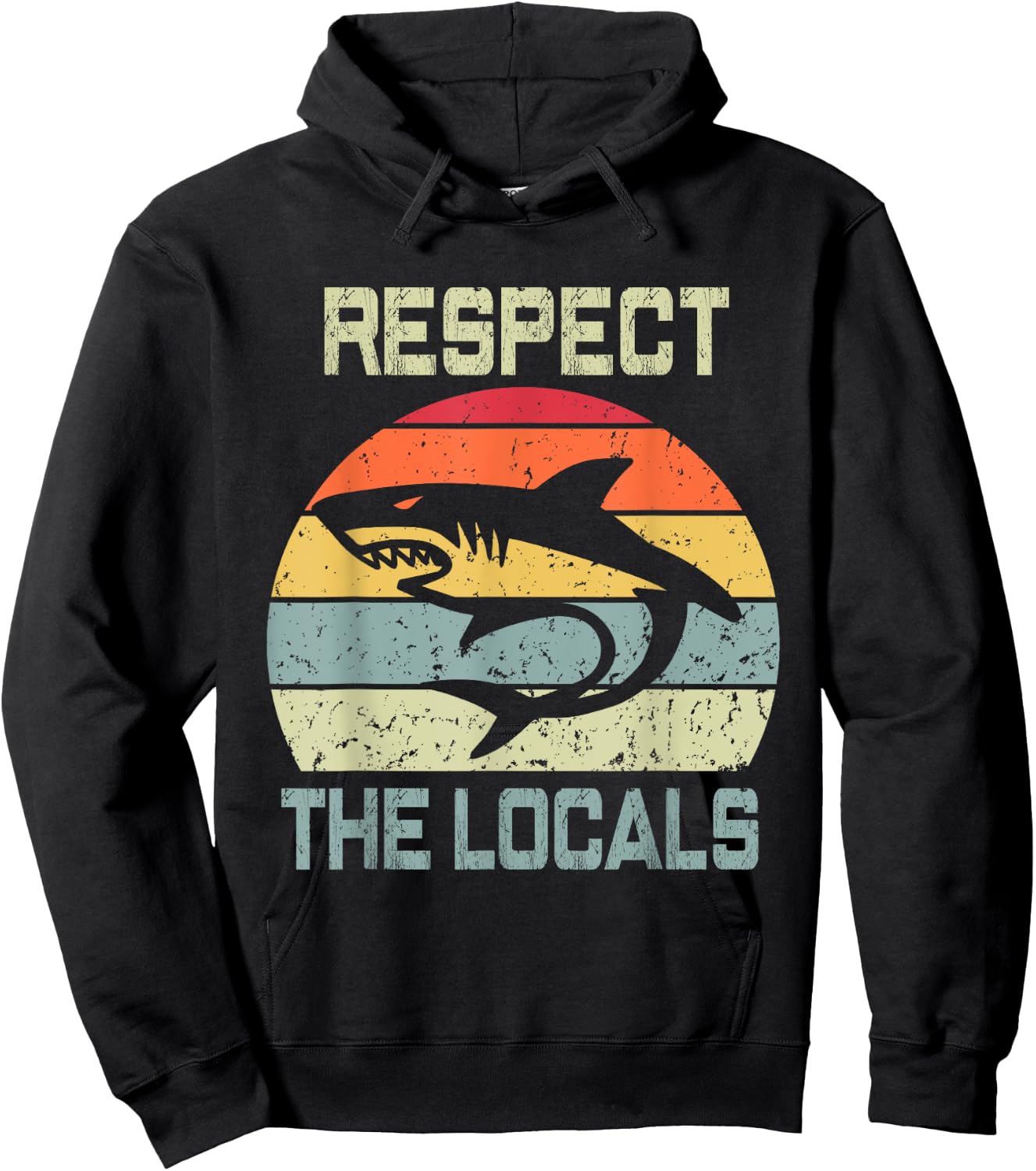 Funny Men's Respect The Locals Shark Love Cool Design Couple Hoodie - Hoodie | Black