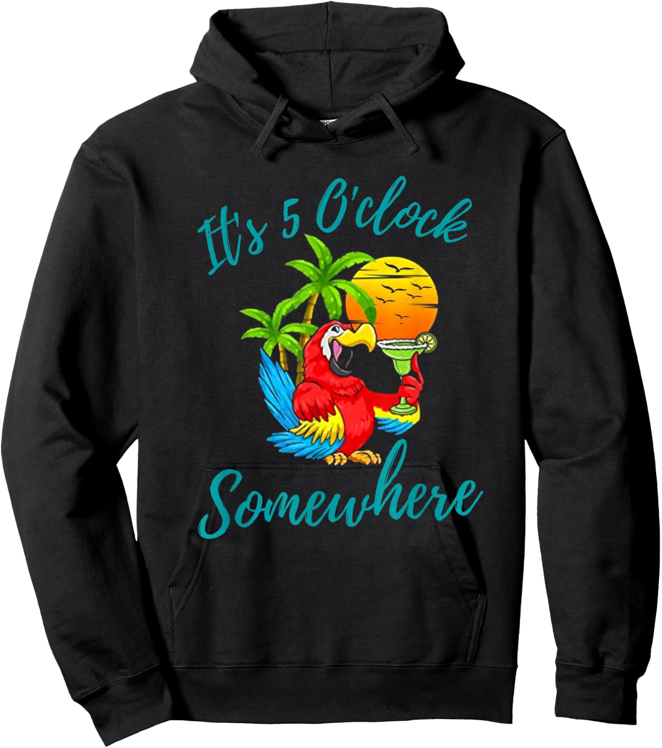 It Is 5 O'clock Somewhere Drinking Parrot Hoodie - Hoodie | Black
