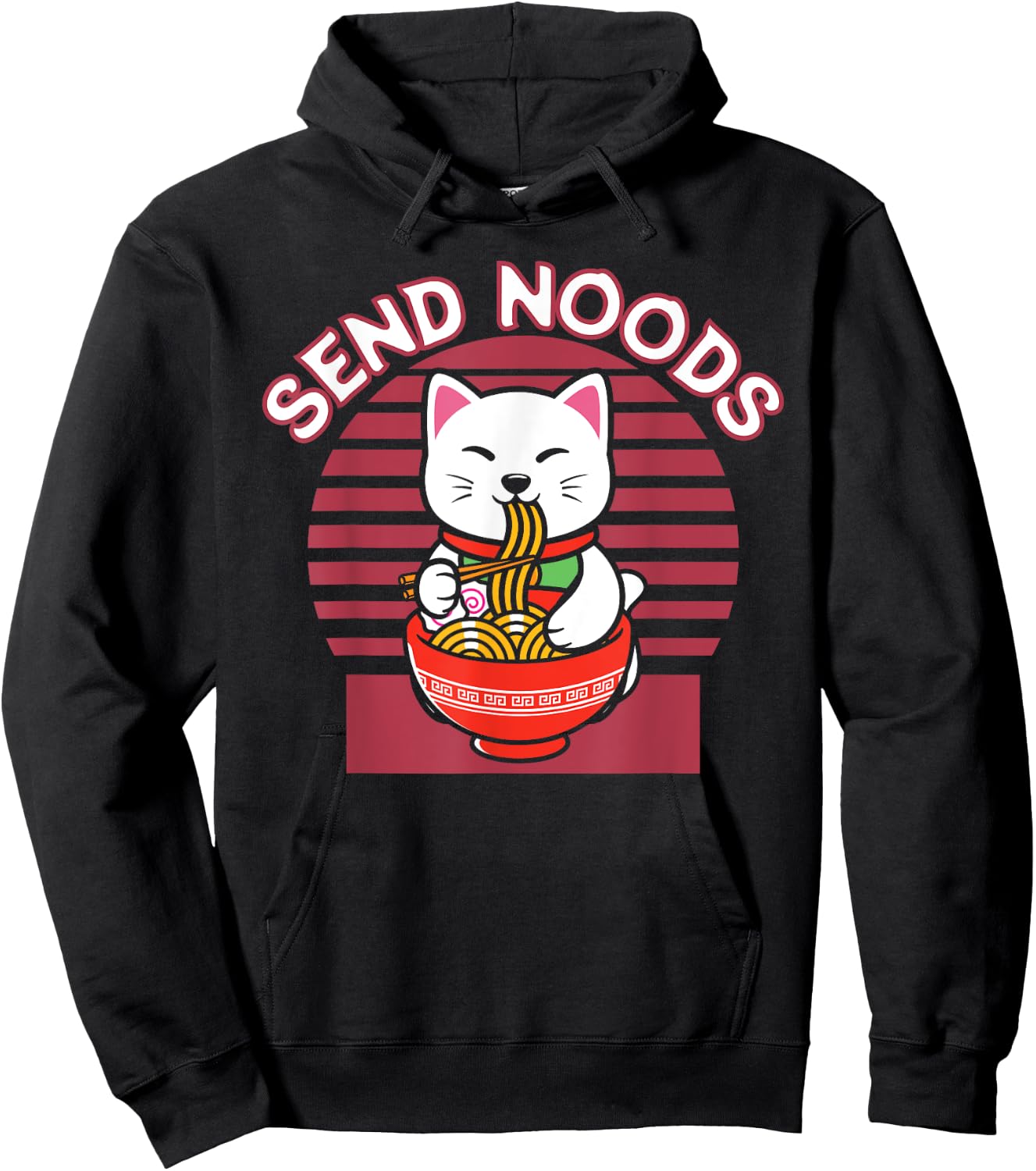 Noodles Japan Cat Japanese Ramen Anime Send Noods Hoodie - Hoodie | Black