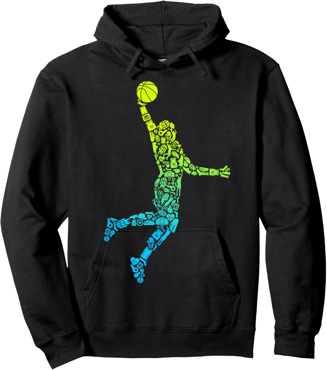 Basketball Players Dunking Kids Men Boys Basketball Player Hoodie - Hoodie | Black