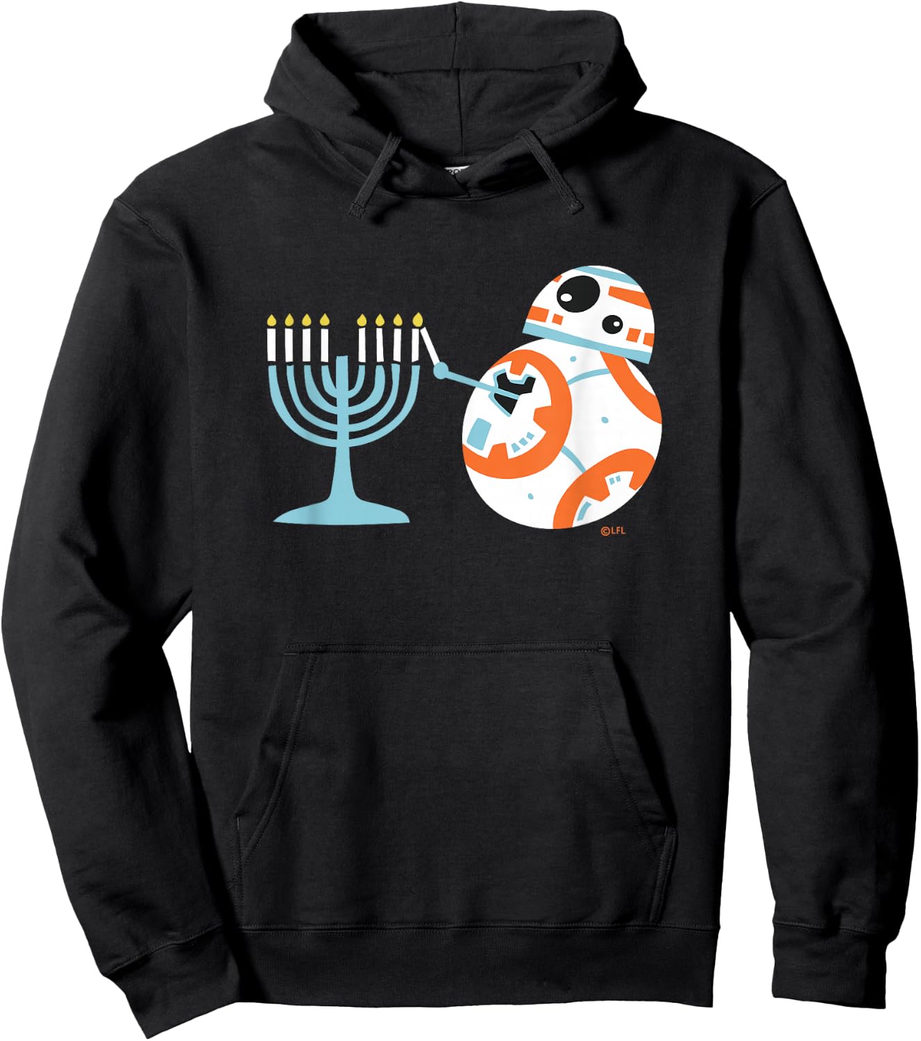 Star Wars BB-8 Lighting the Hanukkah Menorah Hoodie - Hoodie | Black