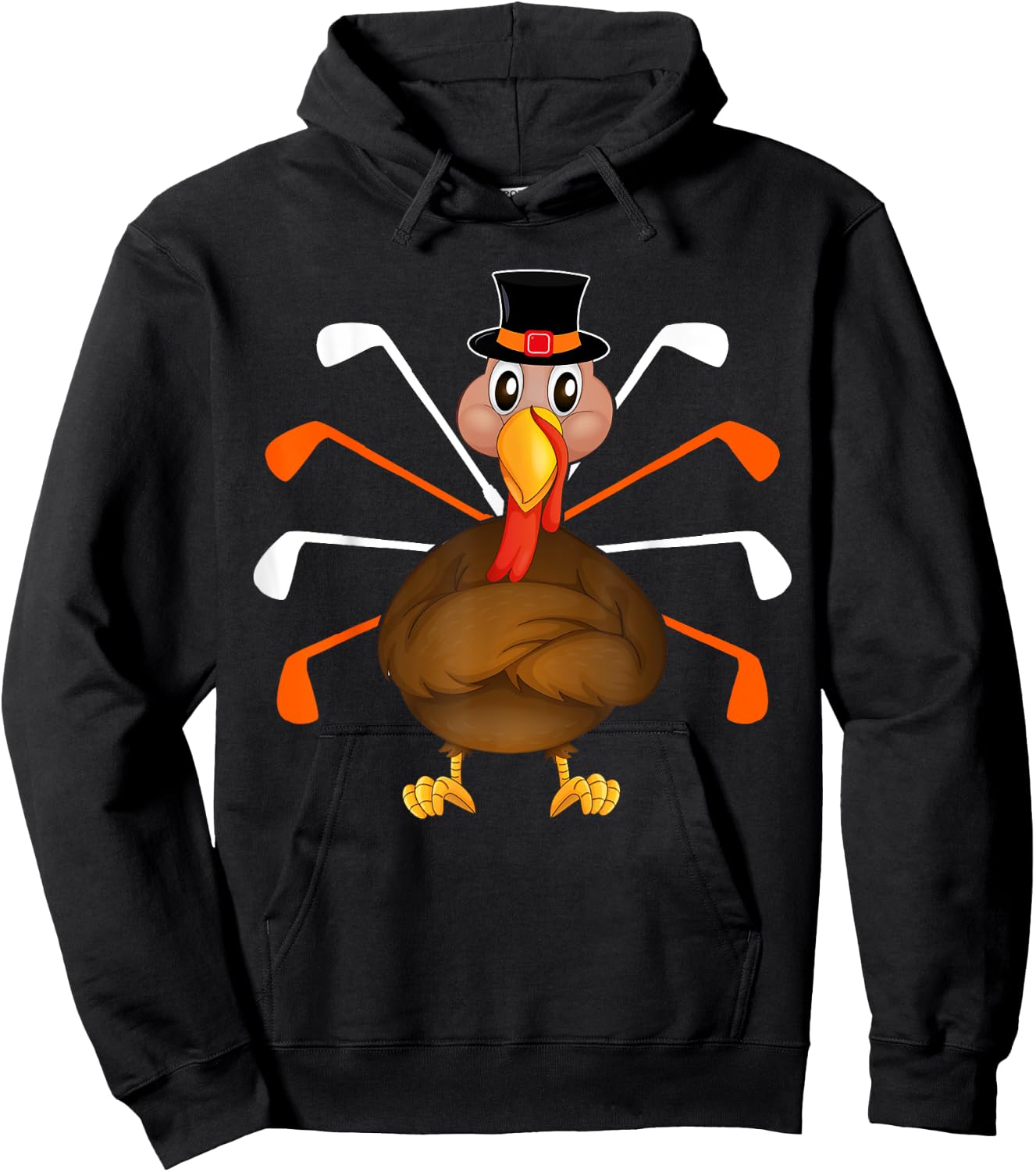 Turkey Golf Thanksgiving Turkey Sport Player Autumn Fall Hoodie - Hoodie | Black