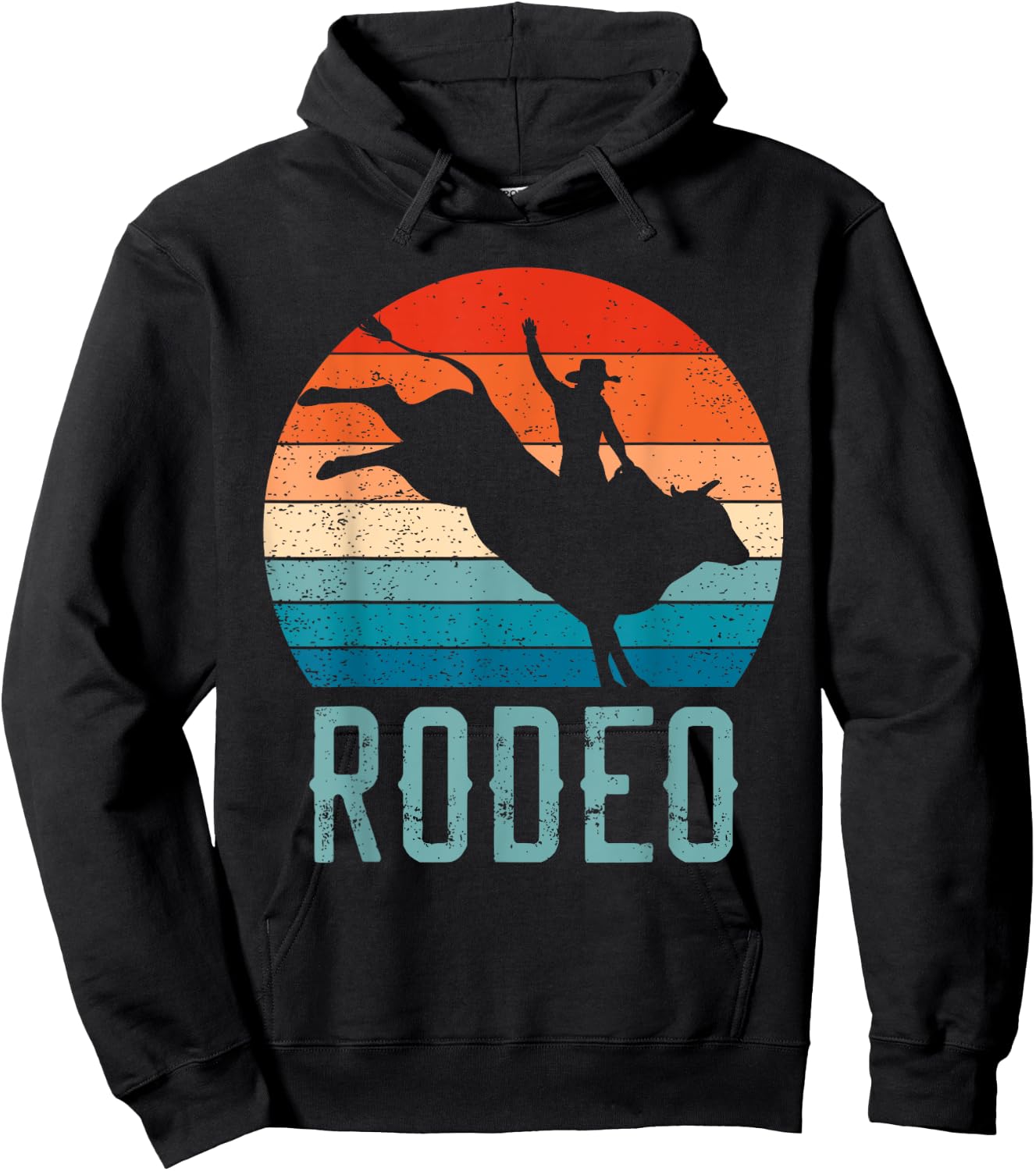 Vintage Rodeo Bull Riding Cowboy Bull Rider Apparel Hoodie - Hoodie | Black