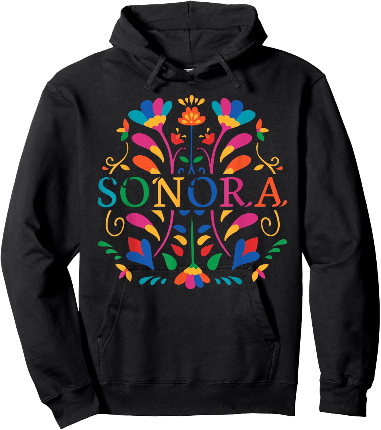 Sonora Shirt, Sonora Flower, Sonora Otomi Mexico Hoodie - Hoodie | Black