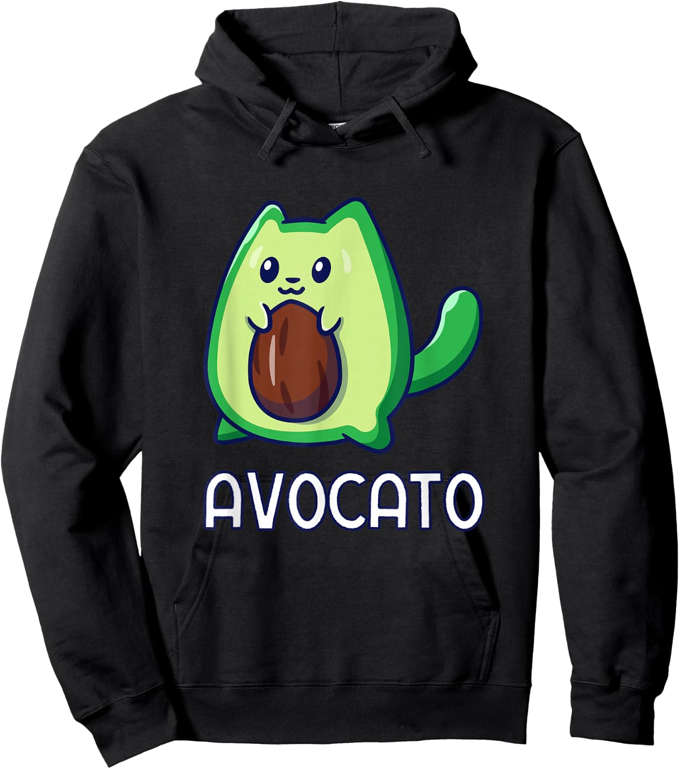 Avogato Avocado Cat Vegan Hoodie - Hoodie | Black