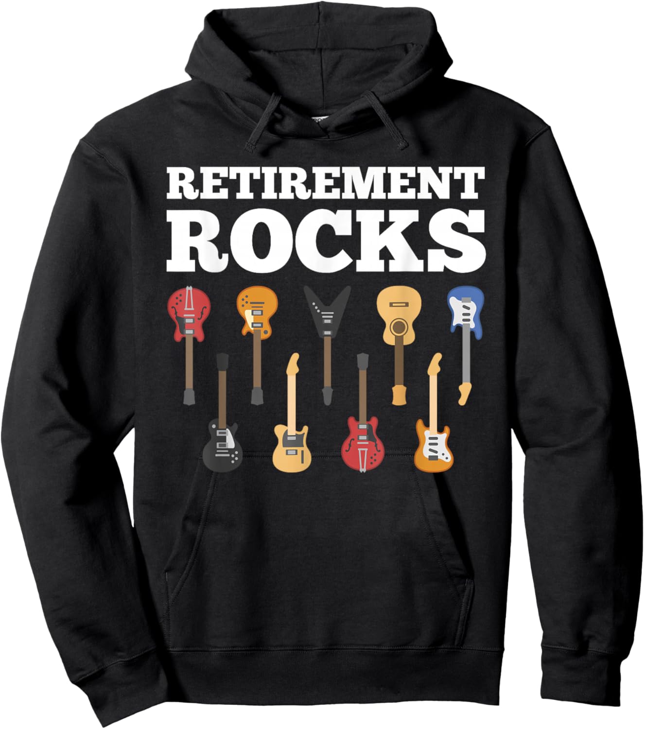 Retirement Rocks Guitar Player Funny Guitarist Humor Outfit Hoodie - Hoodie | Black