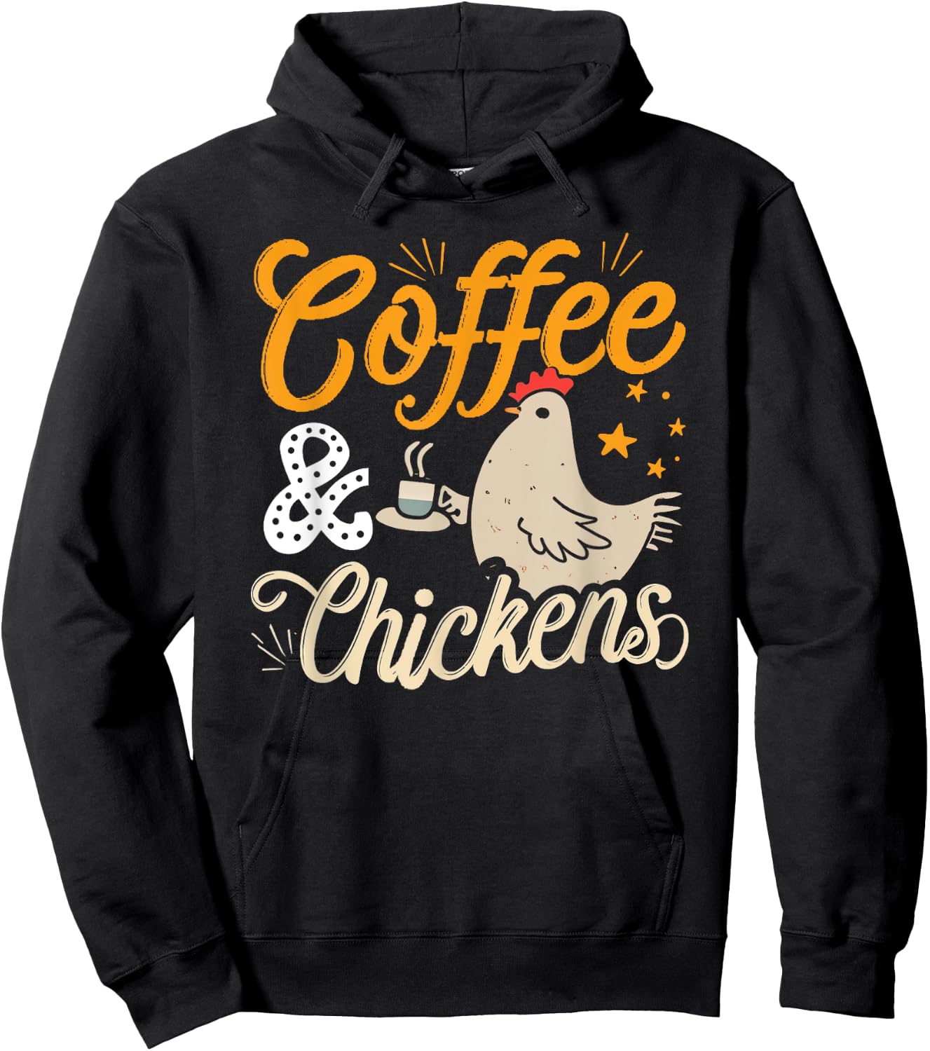 Funny Coffee And Chickens Chicken Lover Hen Graphic Hoodie - Hoodie | Black
