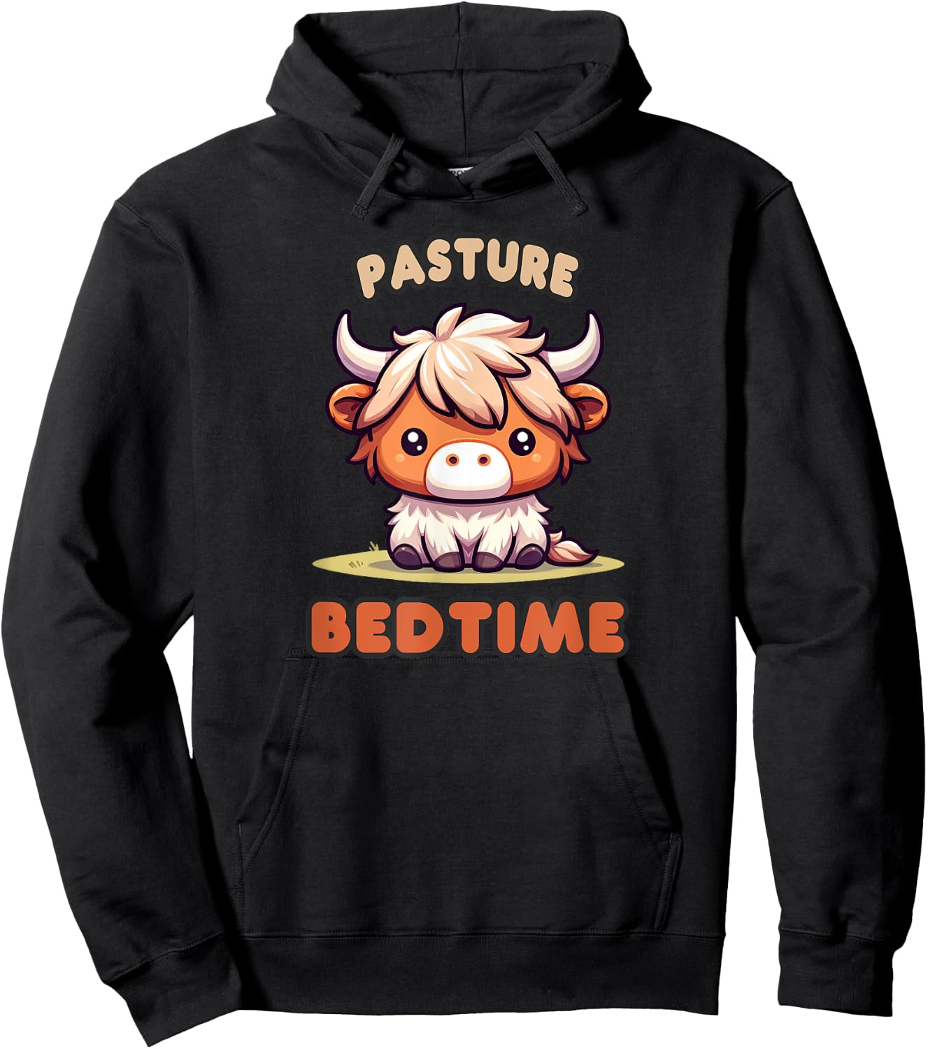 Pasture Bedtime Micro Mini Highland Cow Cute Calf Funny Moo Hoodie - Hoodie | Black