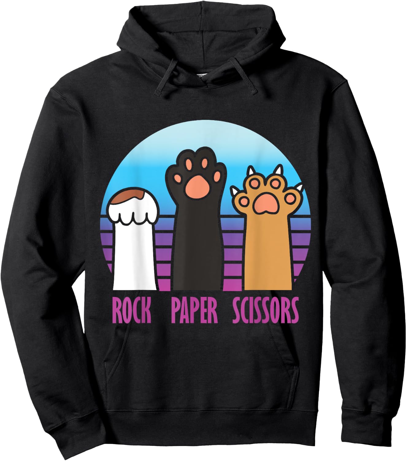 Rock Paper Scissors Hand Game Meme Animal Paw Cat Hoodie - Hoodie | Black