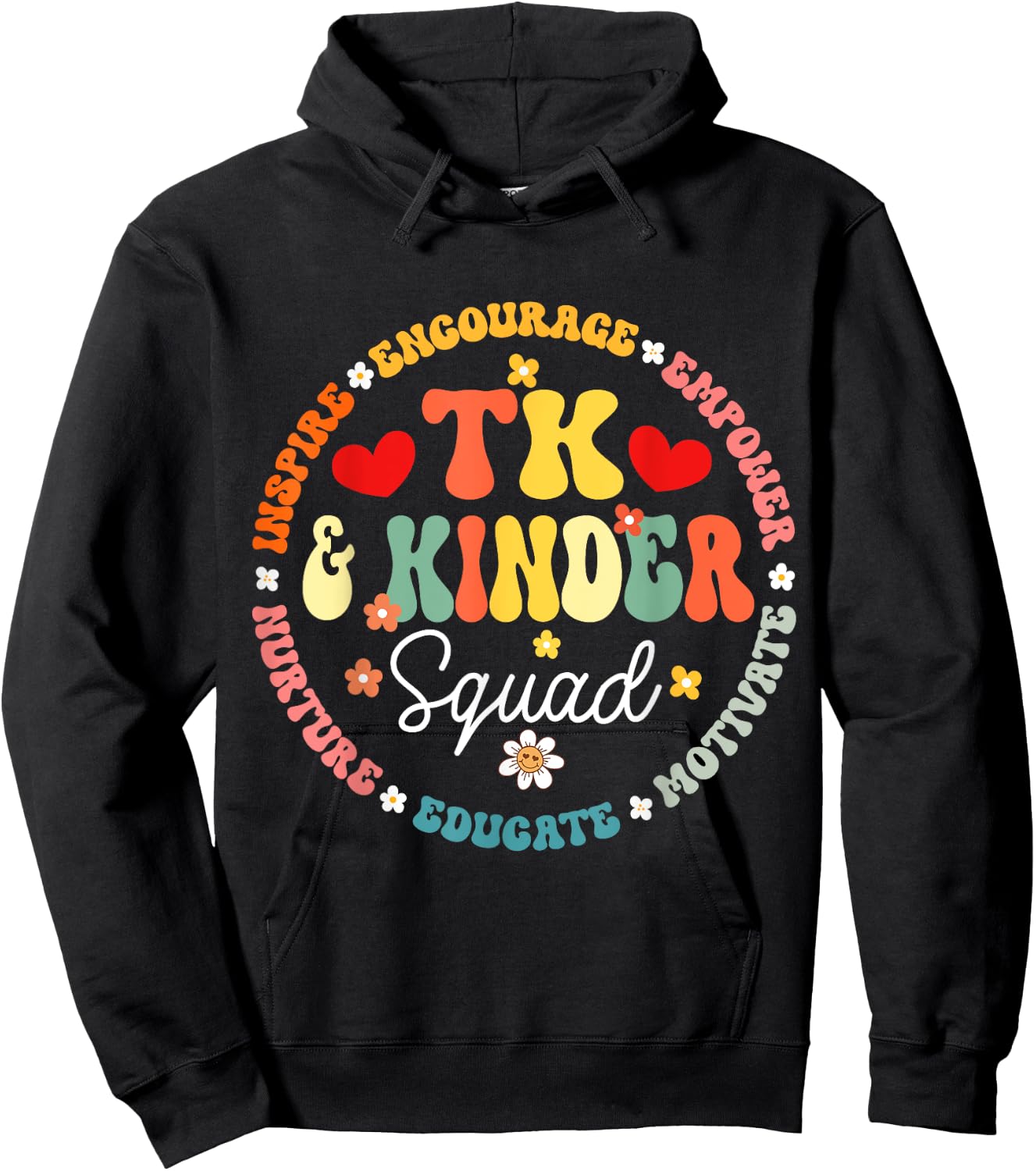 TK And Kinder Squad Transitional Kindergarten Teacher Men Women Girls Kids Hoodie - Hoodie | Black