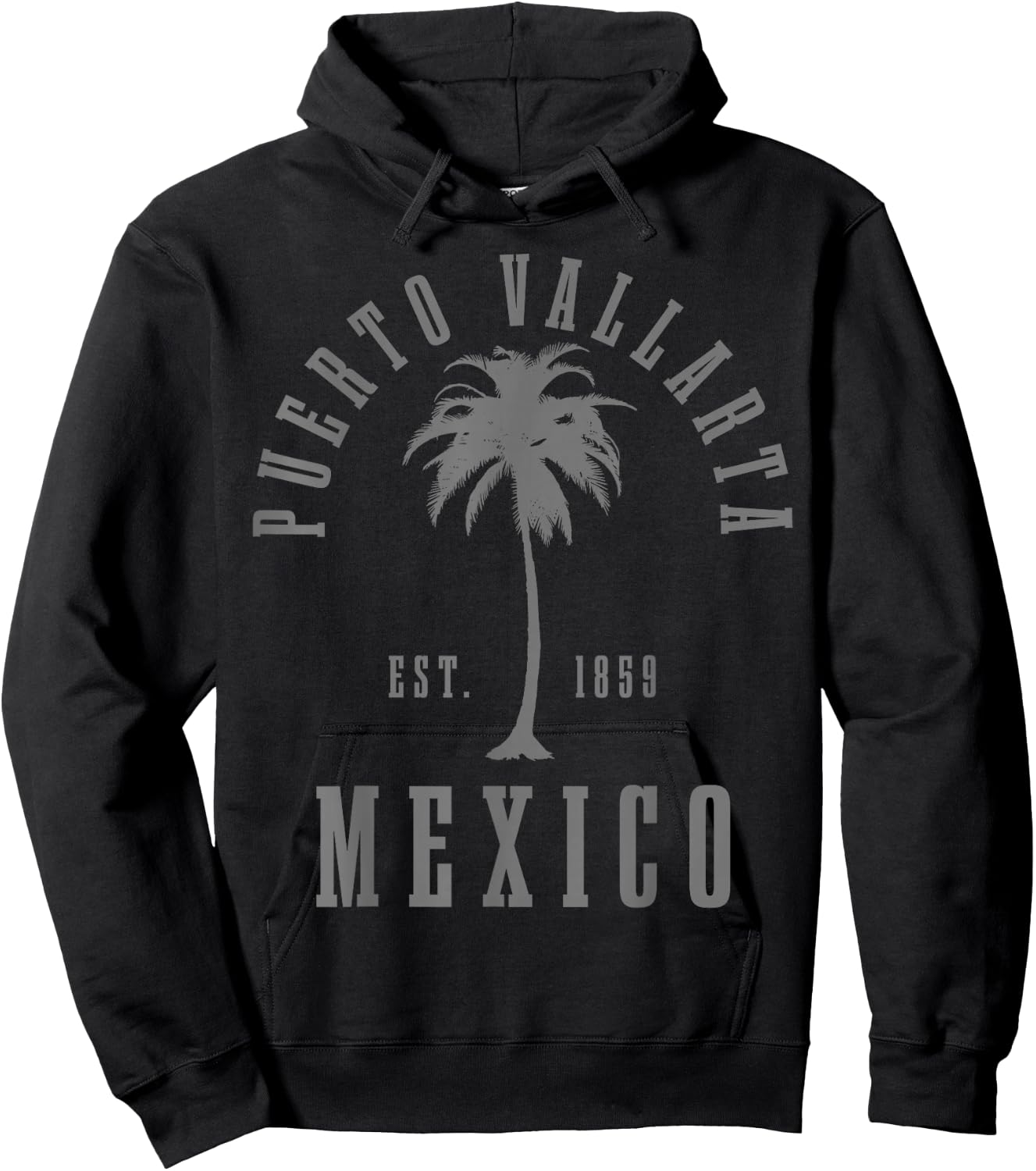 Puerto Vallarta Mexico Palm Tree Vintage Mexican Hoodie - Hoodie | Black